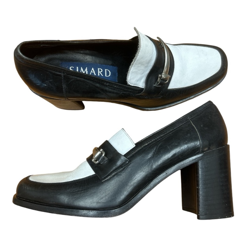Vintage Simard Two-Tone Heeled Loafers Size 40